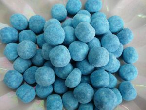Blue chewy balls of raspberry